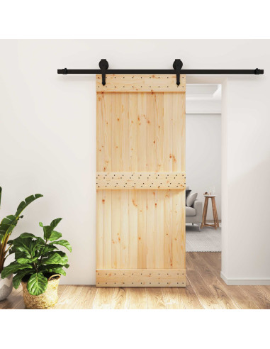 Porta scorrevole Naturale e Nero 90 x 210 cm