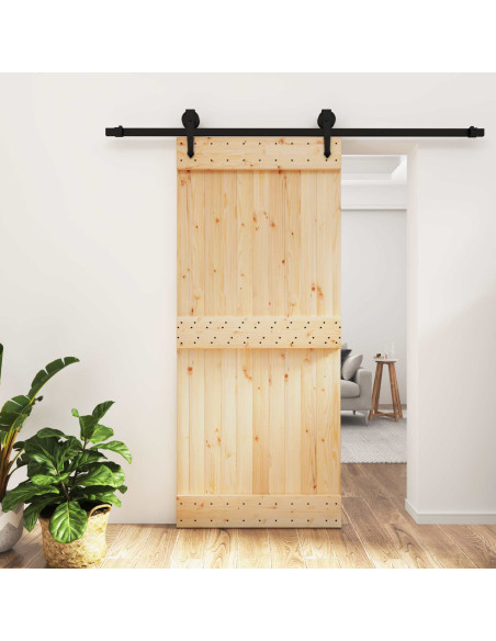 Porta scorrevole Naturale e Nero 90 x 210 cm