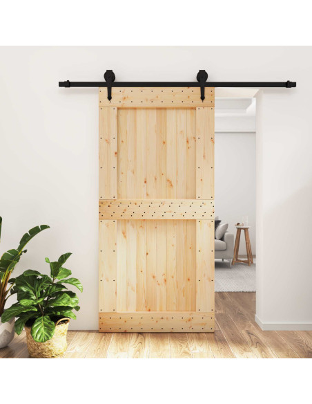Porta scorrevole Naturale e Nero 100 x 210 cm