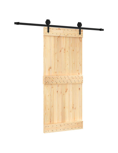 Porta scorrevole Naturale e Nero 90 x 210 cm
