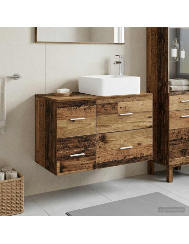 Set di mobili per il bagno 2 pz Legno antico