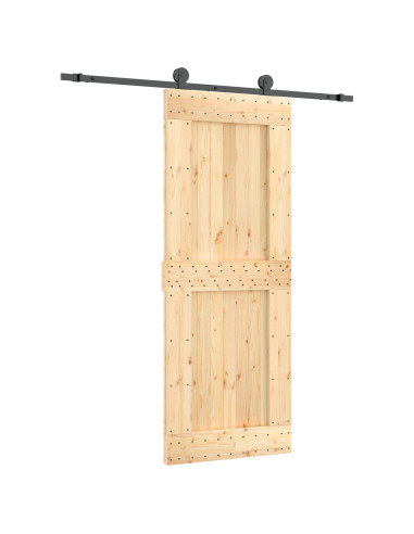 Porta scorrevole Naturale e Nero 80 x 210 cm