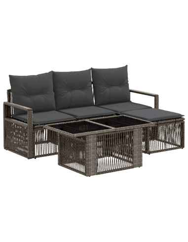 Set Divano da Giardino 5 pz Grigio e Grigio Scuro polyrattan