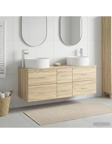 Set di mobili per il bagno 3 pz Rovere Sonoma