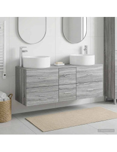 Set di mobili per il bagno 3 pz Sonoma grigio