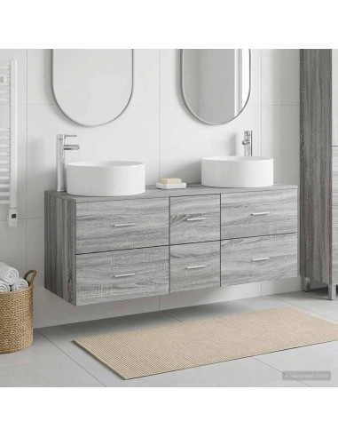 Set di mobili per il bagno 3 pz Sonoma grigio