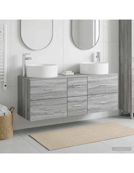 Set di mobili per il bagno 3 pz Sonoma grigio
