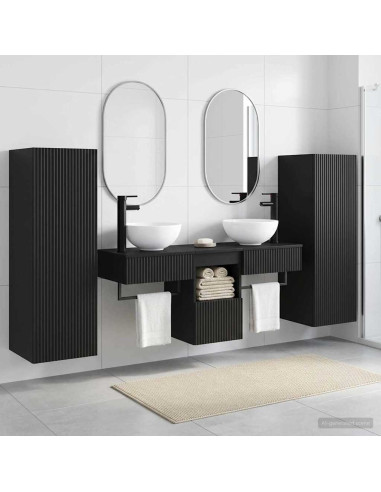 Set di mobili per il bagno 5 pz Nero 33 x 34,5 x 100 cm