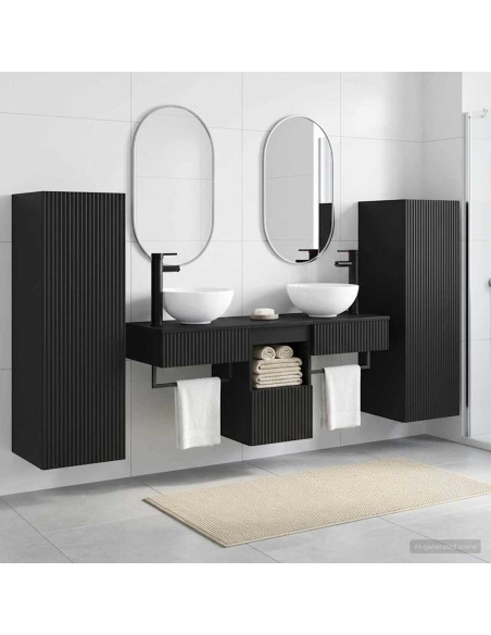 Set di mobili per il bagno 5 pz Nero 33 x 34,5 x 100 cm