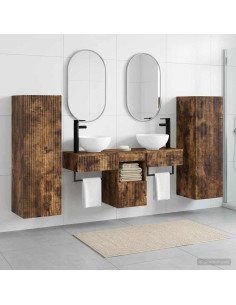 Set di mobili per il bagno 5 pz Rovere Fumo 33 x 34,5 x 100 cm