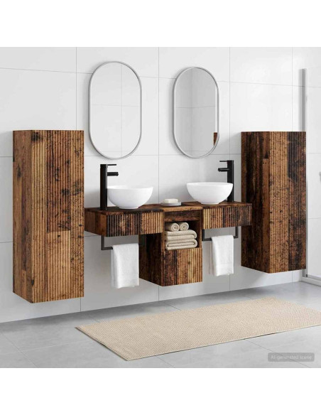 Set di mobili per il bagno 5 pz Legno antico 33 x 34,5 x 100 cm