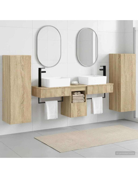 Set di mobili per il bagno 5 pz Rovere Sonoma