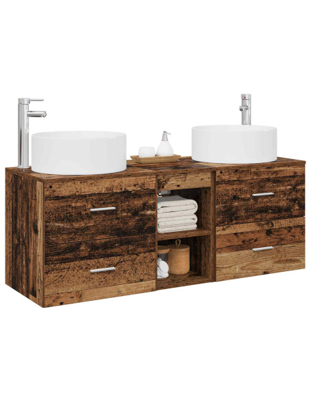 Set di mobili per il bagno 3 pz Legno antico