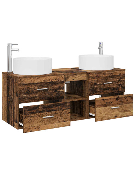 Set di mobili per il bagno 3 pz Legno antico