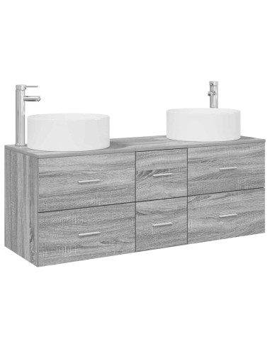 Set di mobili per il bagno 3 pz Sonoma grigio