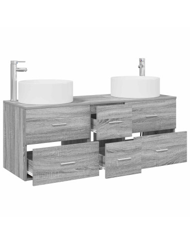 Set di mobili per il bagno 3 pz Sonoma grigio