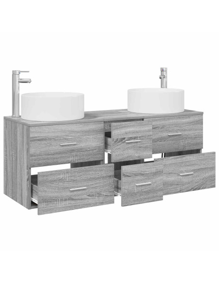 Set di mobili per il bagno 3 pz Sonoma grigio
