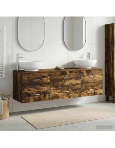 Set di mobili per il bagno 3 pz Rovere Fumo 49,5 x 44,5 x 65 cm
