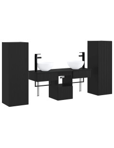 Set di mobili per il bagno 5 pz Nero 33 x 34,5 x 100 cm 2