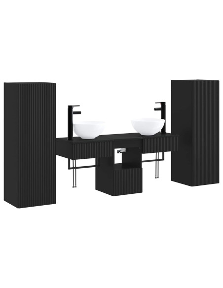 Set di mobili per il bagno 5 pz Nero 33 x 34,5 x 100 cm