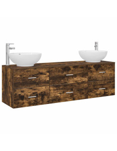 Set di mobili per il bagno 3 pz Rovere Fumo 49,5 x 44,5 x 65 cm 2
