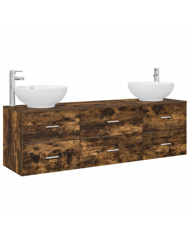 Set di mobili per il bagno 3 pz Rovere Fumo 49,5 x 44,5 x 65 cm