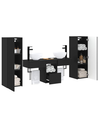 Set di mobili per il bagno 5 pz Nero 33 x 34,5 x 100 cm