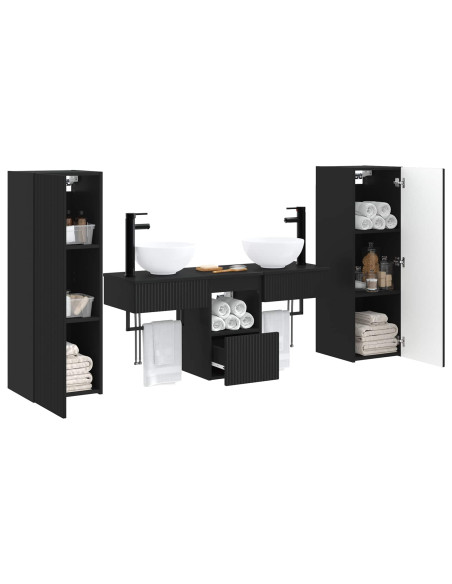 Set di mobili per il bagno 5 pz Nero 33 x 34,5 x 100 cm