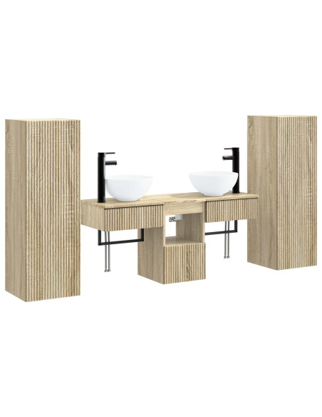 Set di mobili per il bagno 5 pz Rovere Sonoma