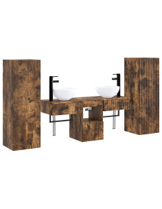 Set di mobili per il bagno 5 pz Rovere Fumo 33 x 34,5 x 100 cm 2