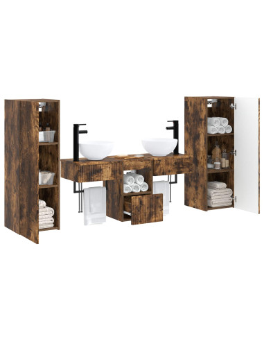 Set di mobili per il bagno 5 pz Rovere Fumo 33 x 34,5 x 100 cm