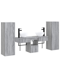 Set di mobili per il bagno 5 pz Sonoma grigio 2