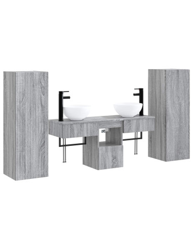 Set di mobili per il bagno 5 pz Sonoma grigio
