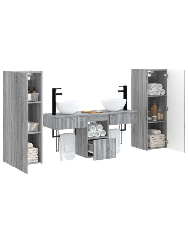 Set di mobili per il bagno 5 pz Sonoma grigio