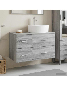 Set di mobili per il bagno 2 pz Sonoma grigio