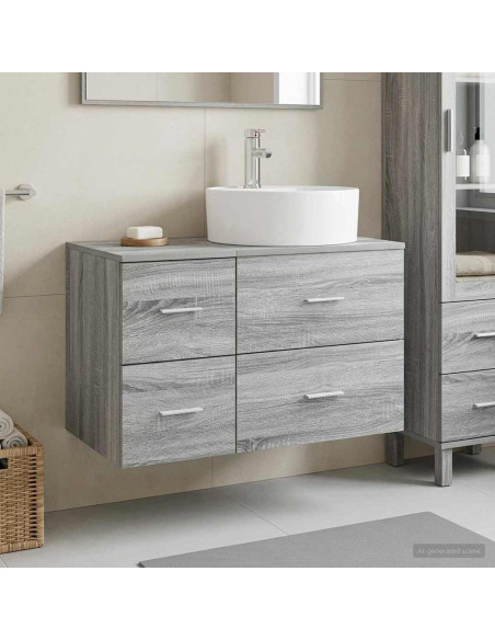Set di mobili per il bagno 2 pz Sonoma grigio