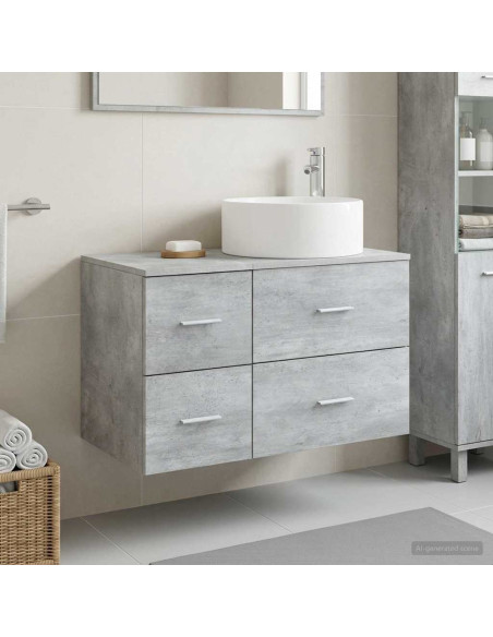 Set di mobili per il bagno 2 pz Grigio Cemento