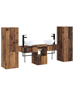 Set di mobili per il bagno 5 pz Legno antico 33 x 34,5 x 100 cm 2