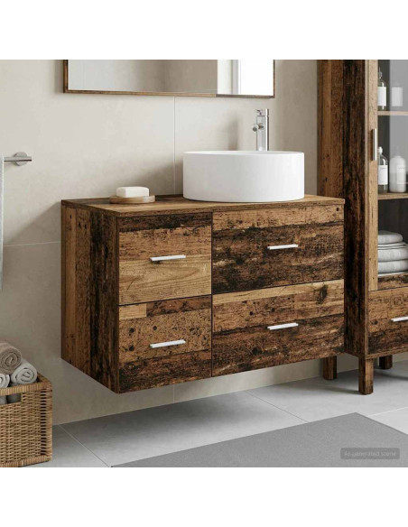 Set di mobili per il bagno 2 pz Legno antico