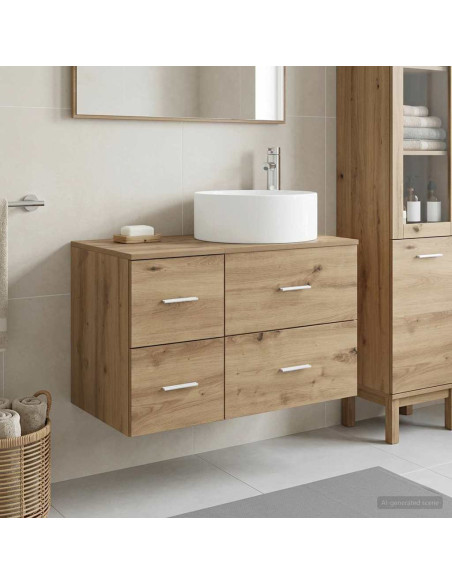Set di mobili per il bagno 2 pz Rovere Artigianale
