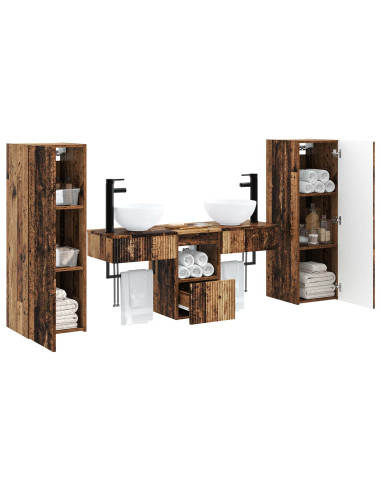 Set di mobili per il bagno 5 pz Legno antico 33 x 34,5 x 100 cm