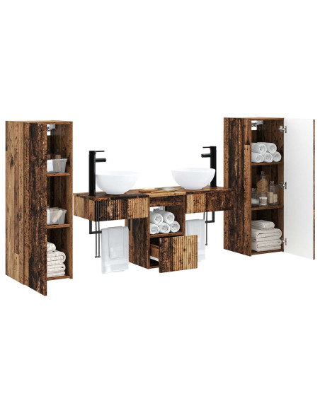 Set di mobili per il bagno 5 pz Legno antico 33 x 34,5 x 100 cm