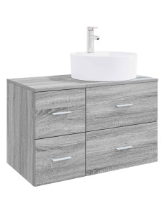 Set di mobili per il bagno 2 pz Sonoma grigio 2