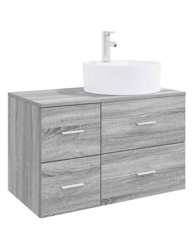 Set di mobili per il bagno 2 pz Sonoma grigio