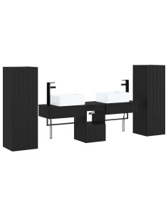 Set di mobili per il bagno 5 pz Nero 33 x 34,5 x 100 cm 2