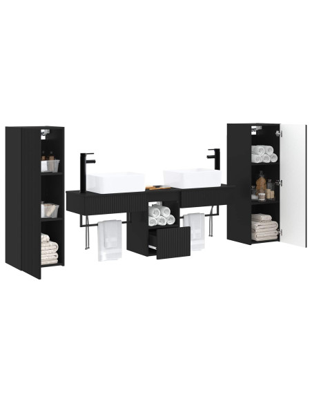 Set di mobili per il bagno 5 pz Nero 33 x 34,5 x 100 cm