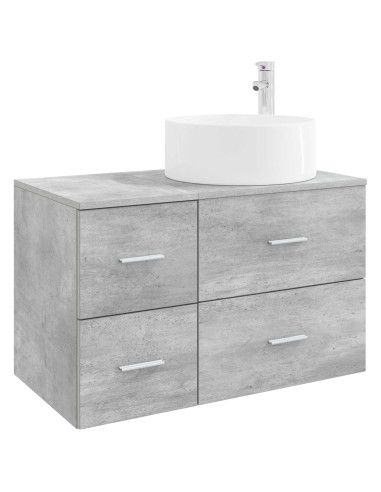 Set di mobili per il bagno 2 pz Grigio Cemento