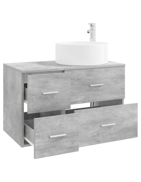 Set di mobili per il bagno 2 pz Grigio Cemento