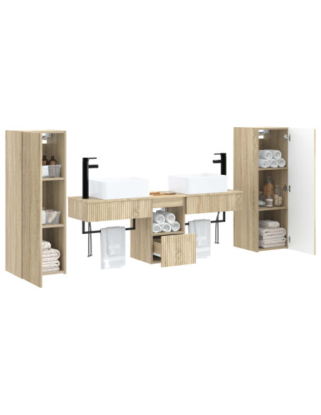 Set di mobili per il bagno 5 pz Rovere Sonoma