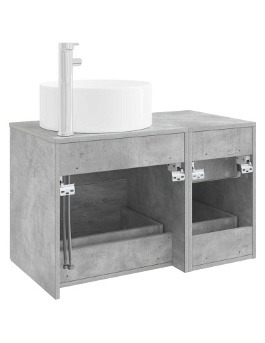 Set di mobili per il bagno 2 pz Grigio Cemento